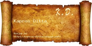 Kapros Ditta névjegykártya